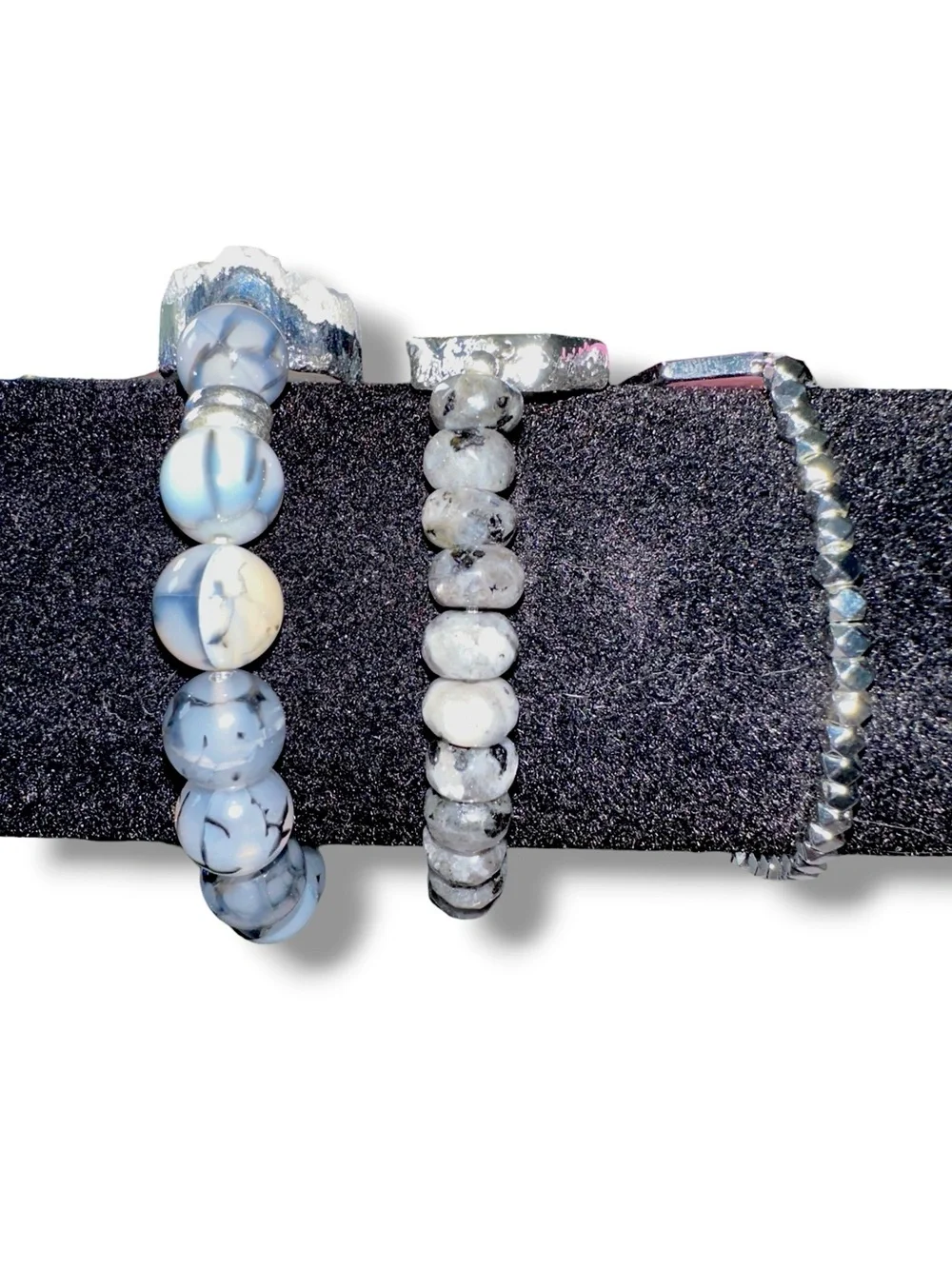 Kinsley Armelle 6pc Druzy Geode Stone Beaded Bracelet Stack Set Boho STRETCH FAB
